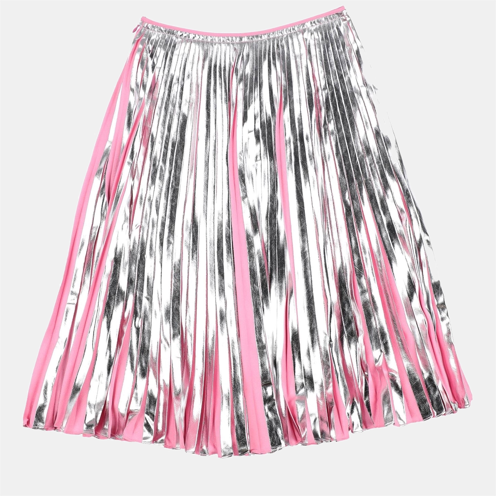 Marni pink metallic crepe pleated midi skirt size 12y