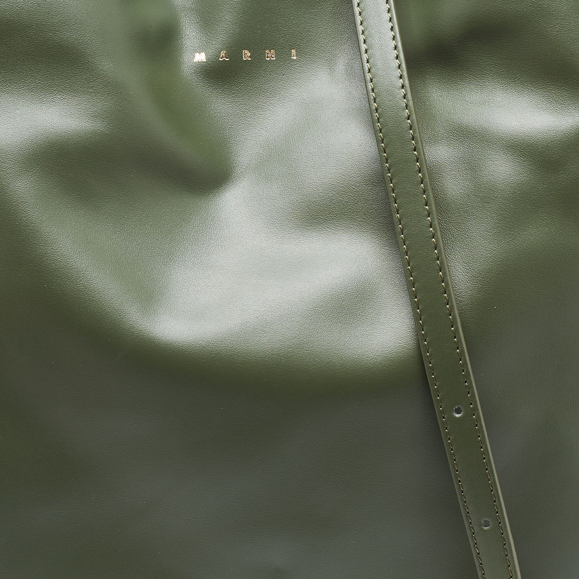Marni Military Green Leather Medium Tassel Venice Hobo