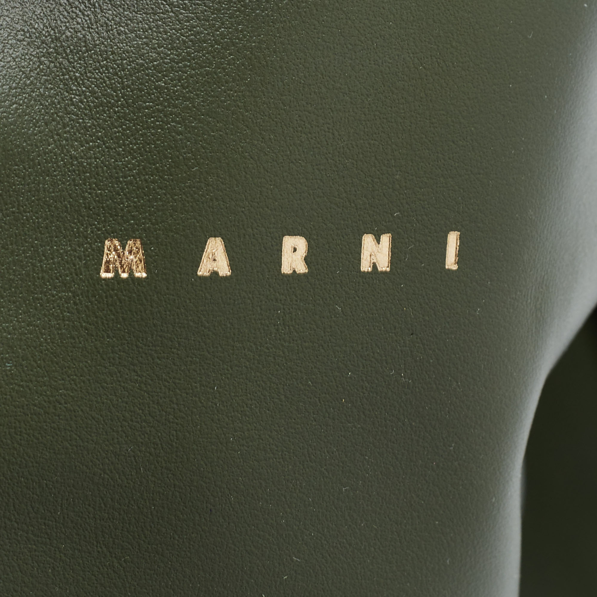 Marni Military Green Leather Medium Tassel Venice Hobo