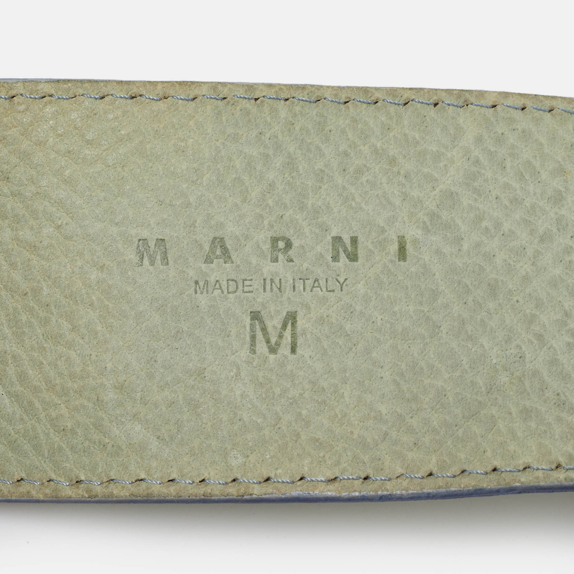 Marni Light Green Leather Adjustable Double Strap Wide Belt