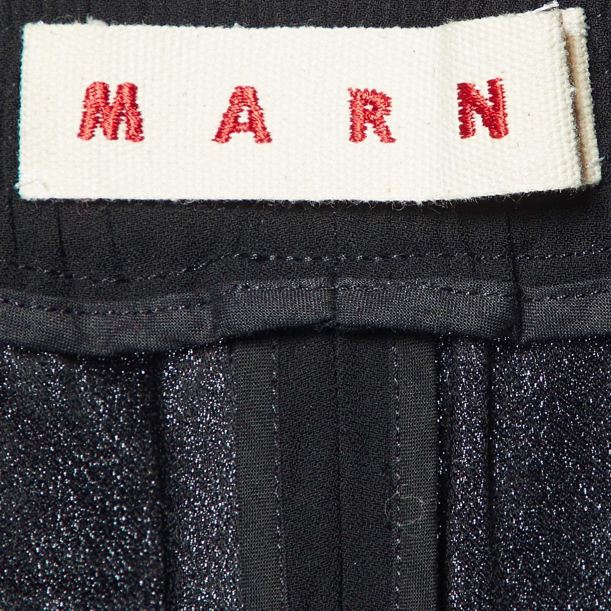 Marni Black Georgette Zip Detailed Hem Pants M