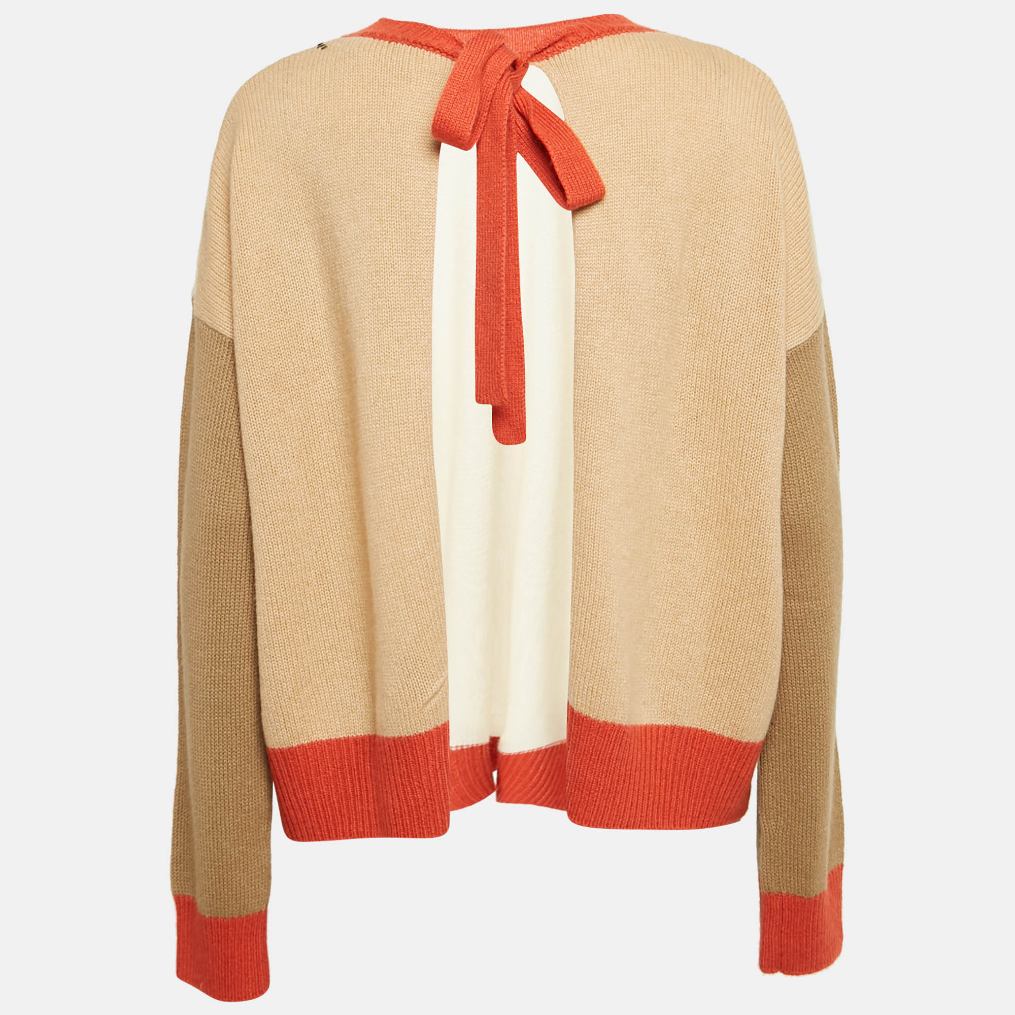 Marni Multicolor Cashmere Knit Open Back Sweater M