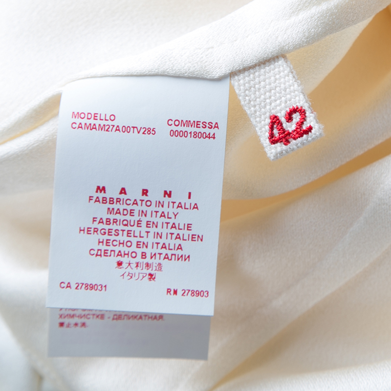 Marni Cream Pleat Detail Draped Cut Out Sleeve Tunic M