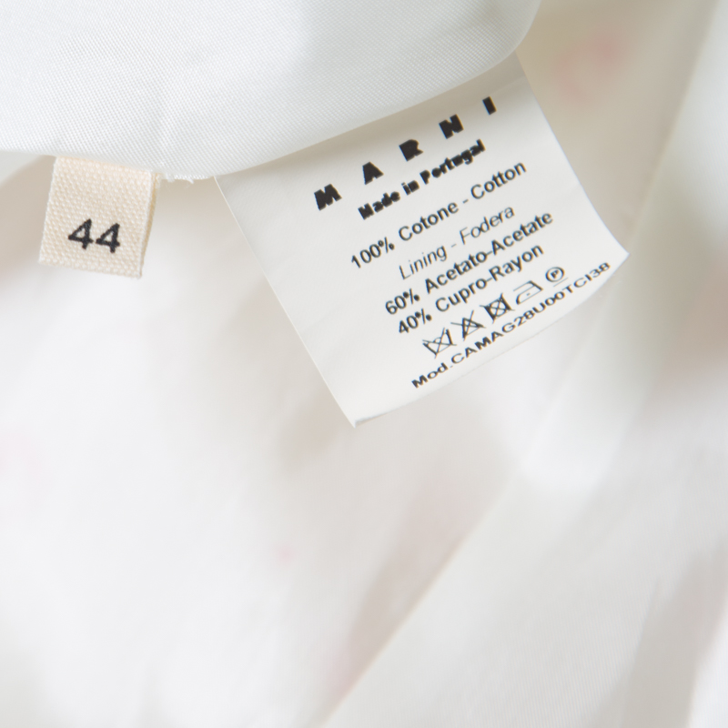 Marni Cream Floral Printed Cotton Dolman Sleeve Flared Top M