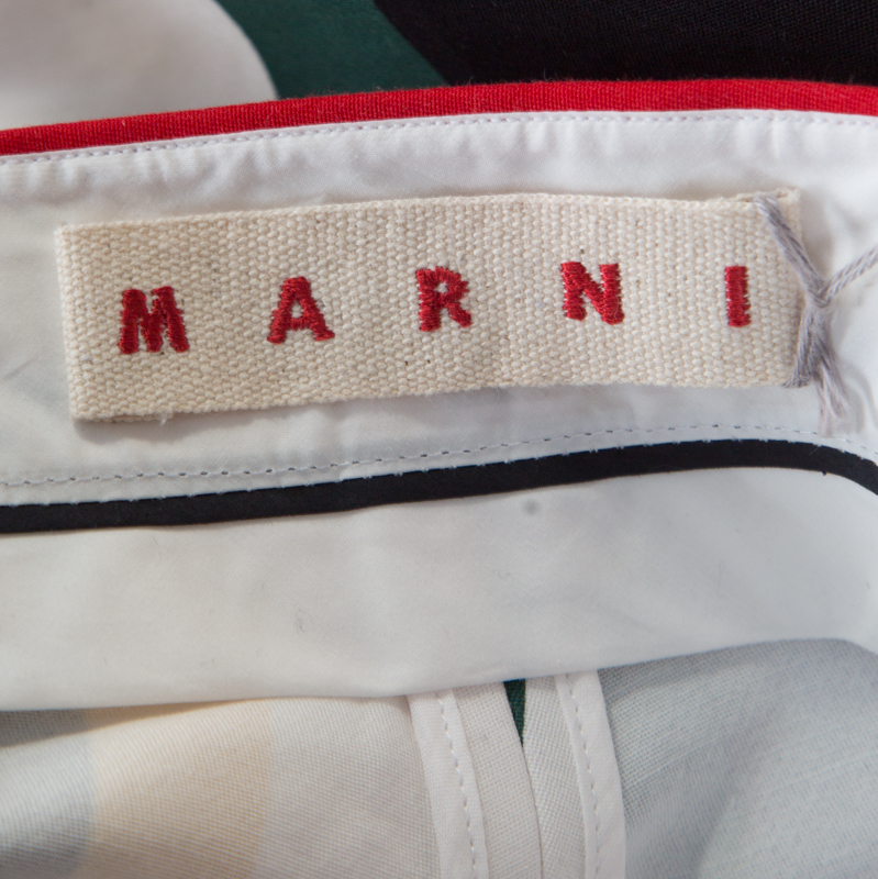 Marni Multicolor Wide Striped Cotton Shorts S