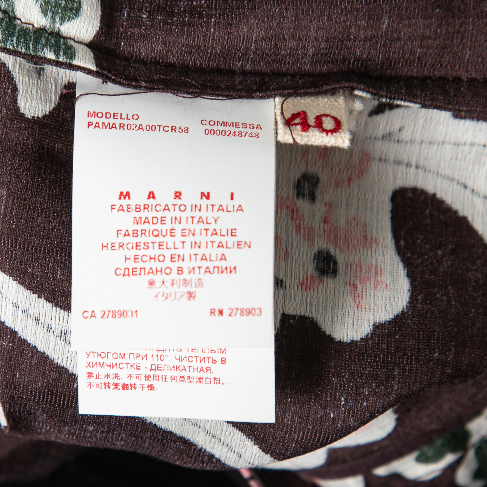 Marni Dark Raisin Honan Kew Print Cotton Silk Wide Leg Trousers S