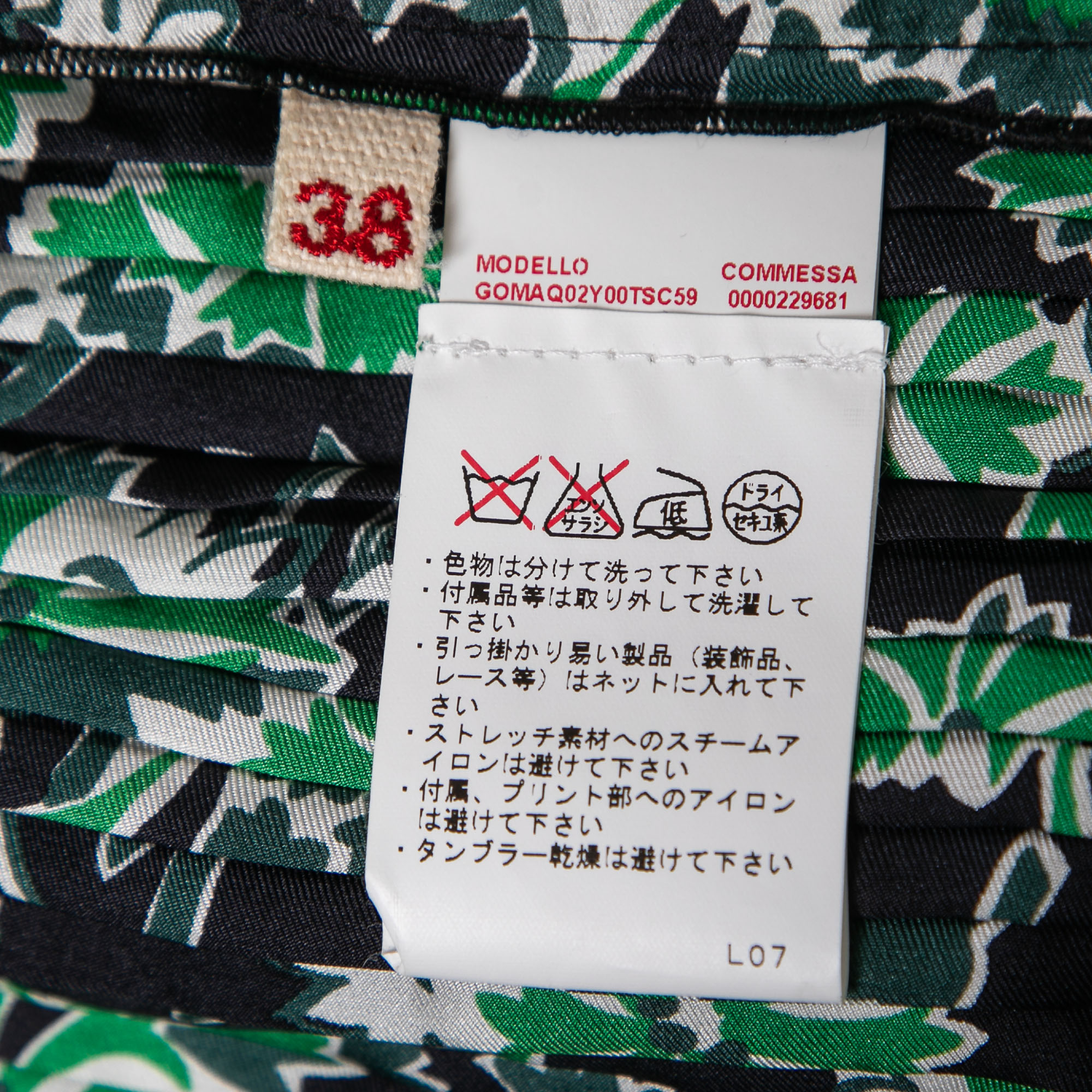 Marni Fern Green Floral Print Silk Pleated Midi Skirt S