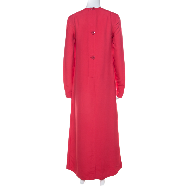 Marni Hot Pink Paneled Button Detail Long Sleeve Maxi Dress S