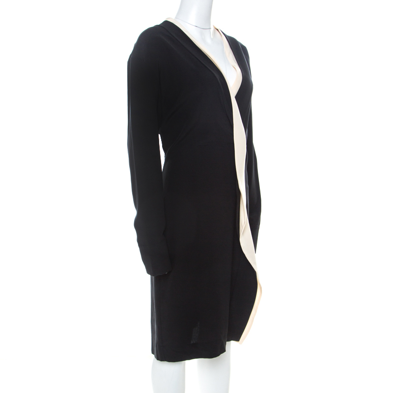 Marni Black Silk Crepe Contrast Collar Detail Short Dress M