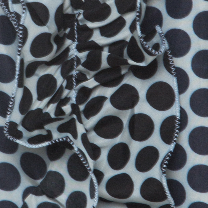Marni Blue And White Polka Dot Printed Coated Silk Ruffle Detail Skirt S