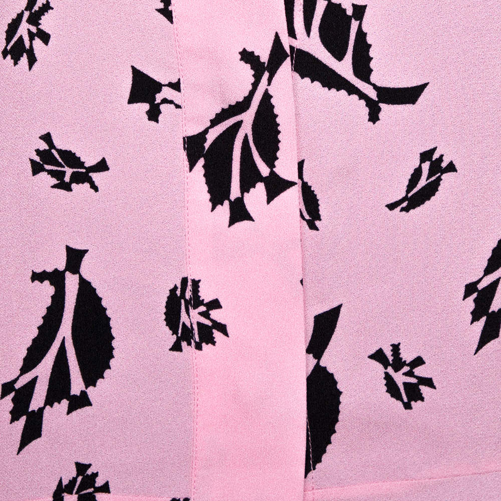 Marni Pink Crepe Abstract Print Dual Collar Sleeveless Top M