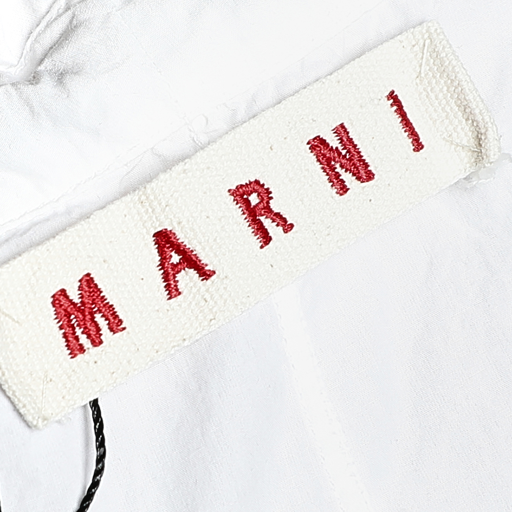 Marni White Cotton Ruffle Detail Sleeveless Top M