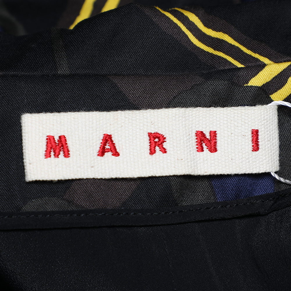 Marni Multicolor Printed Cotton Button Front Blazer M