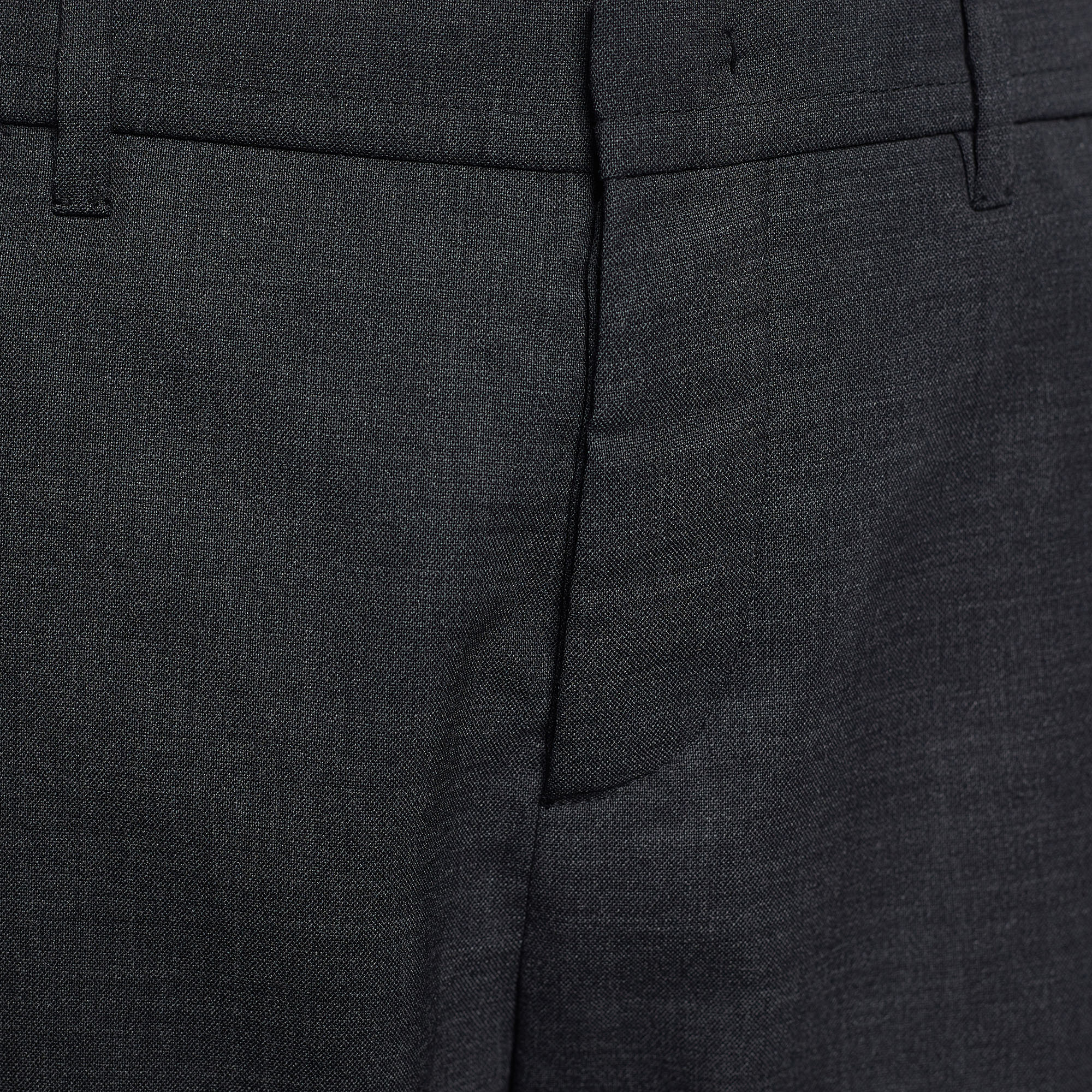 Marni Charcoal Grey Wool Cuffed Trousers M