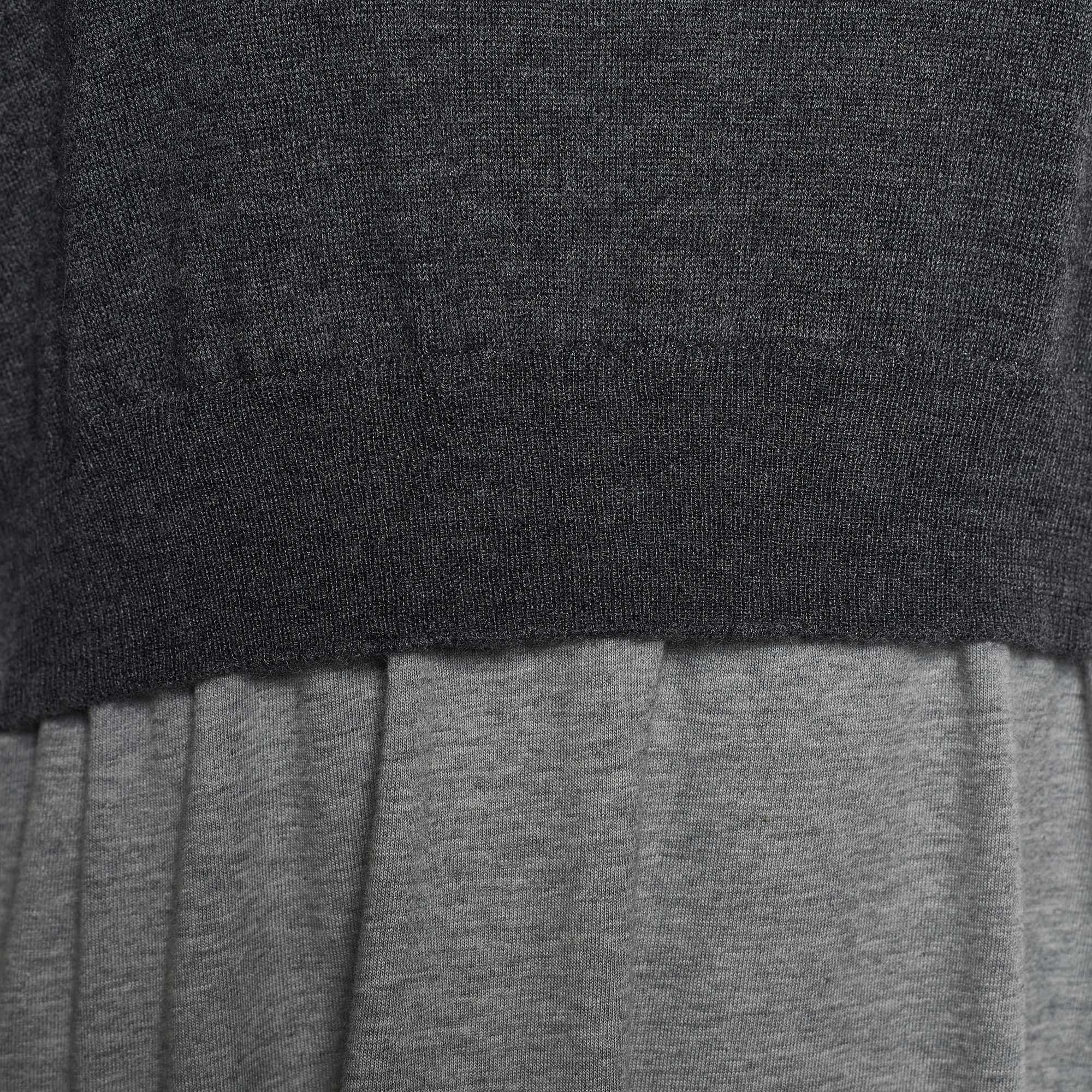 Marni Grey Colorblock Cashmere Overlay Knit Dress L