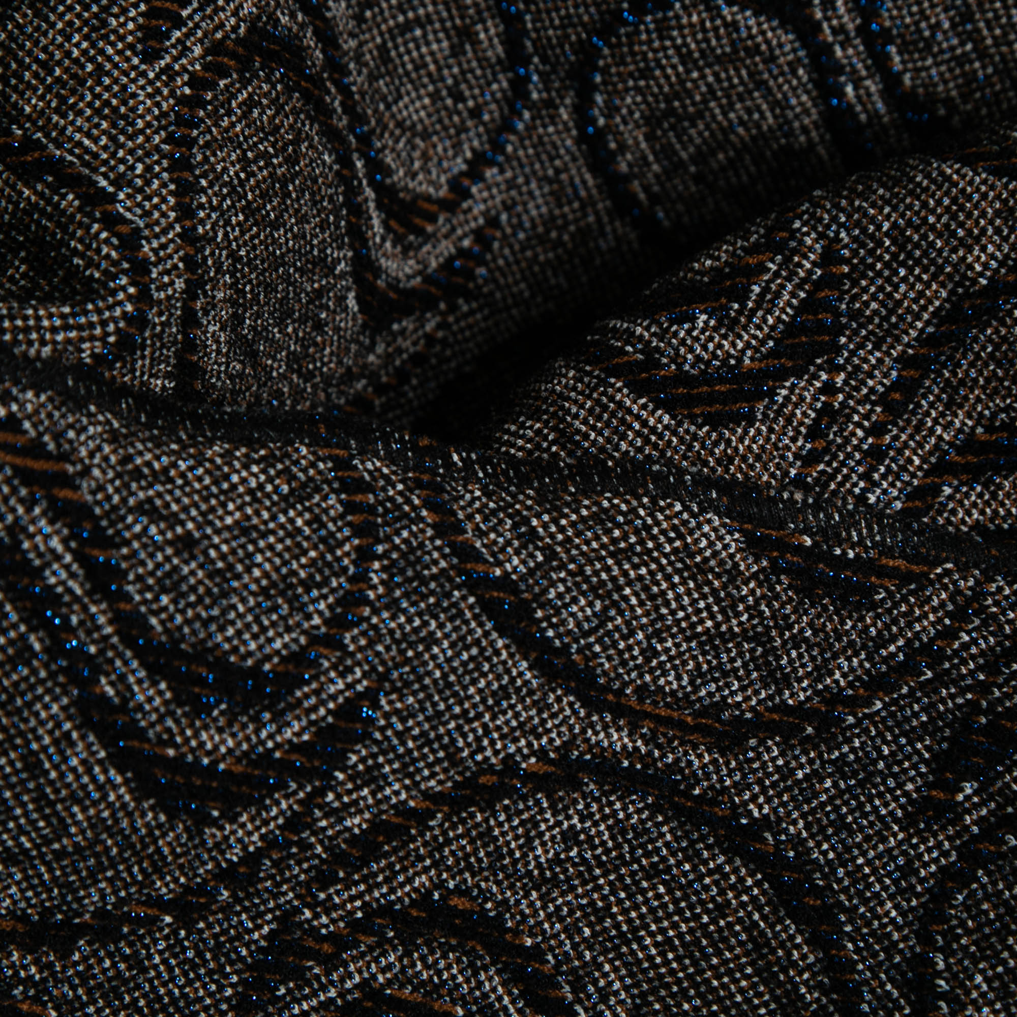 Marni Brown Jacquard Lurex Knit Short Sleeve Dress M