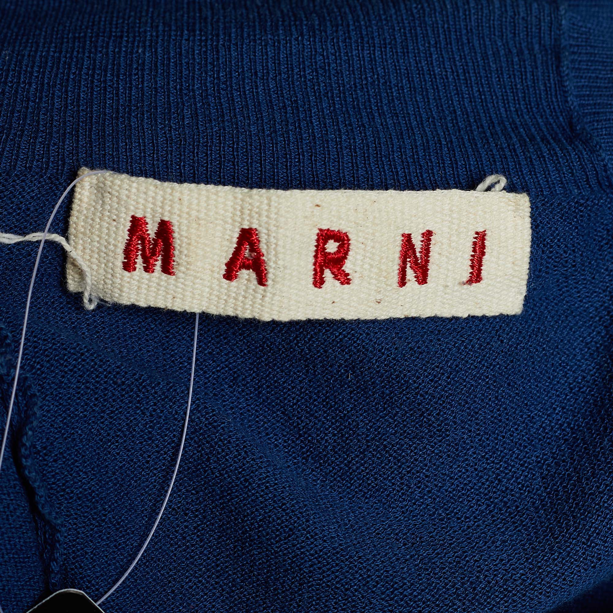 Marni Blue Cotton Knit Button Front Top L