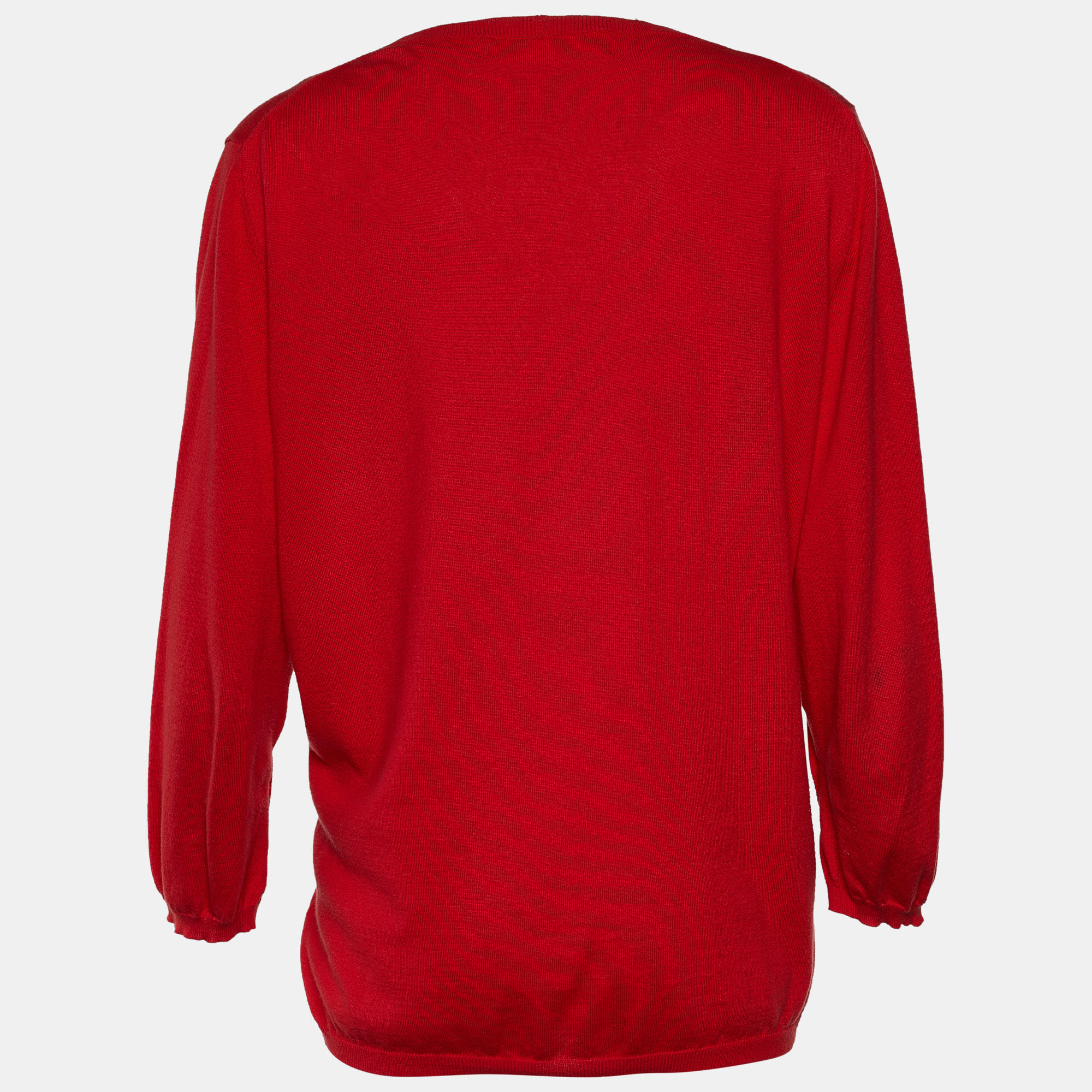 

Marni Red Cotton Knit Button Front Top