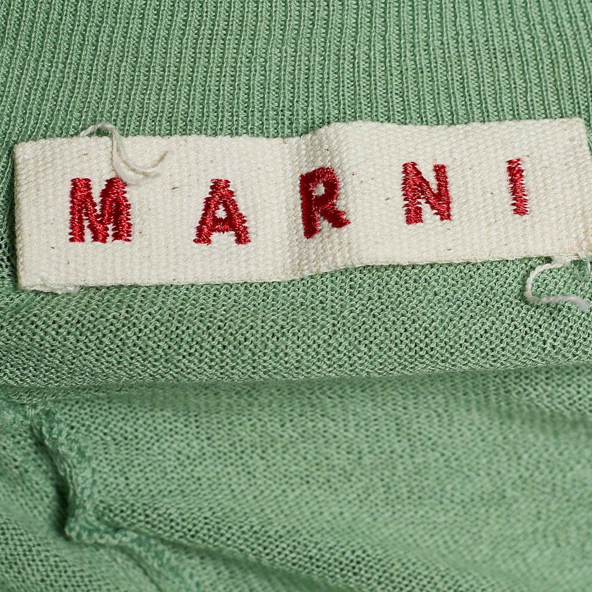 Marni Green Cotton Knit Button Front Top L
