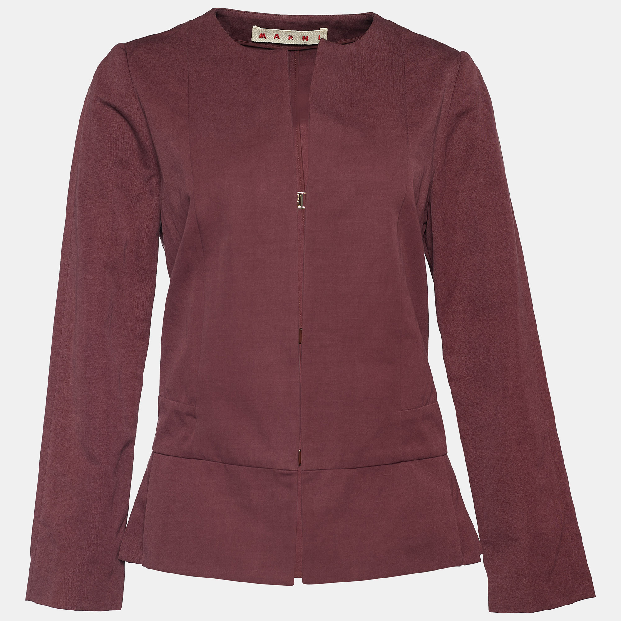 Marni burgundy cotton & linen peplum jacket m