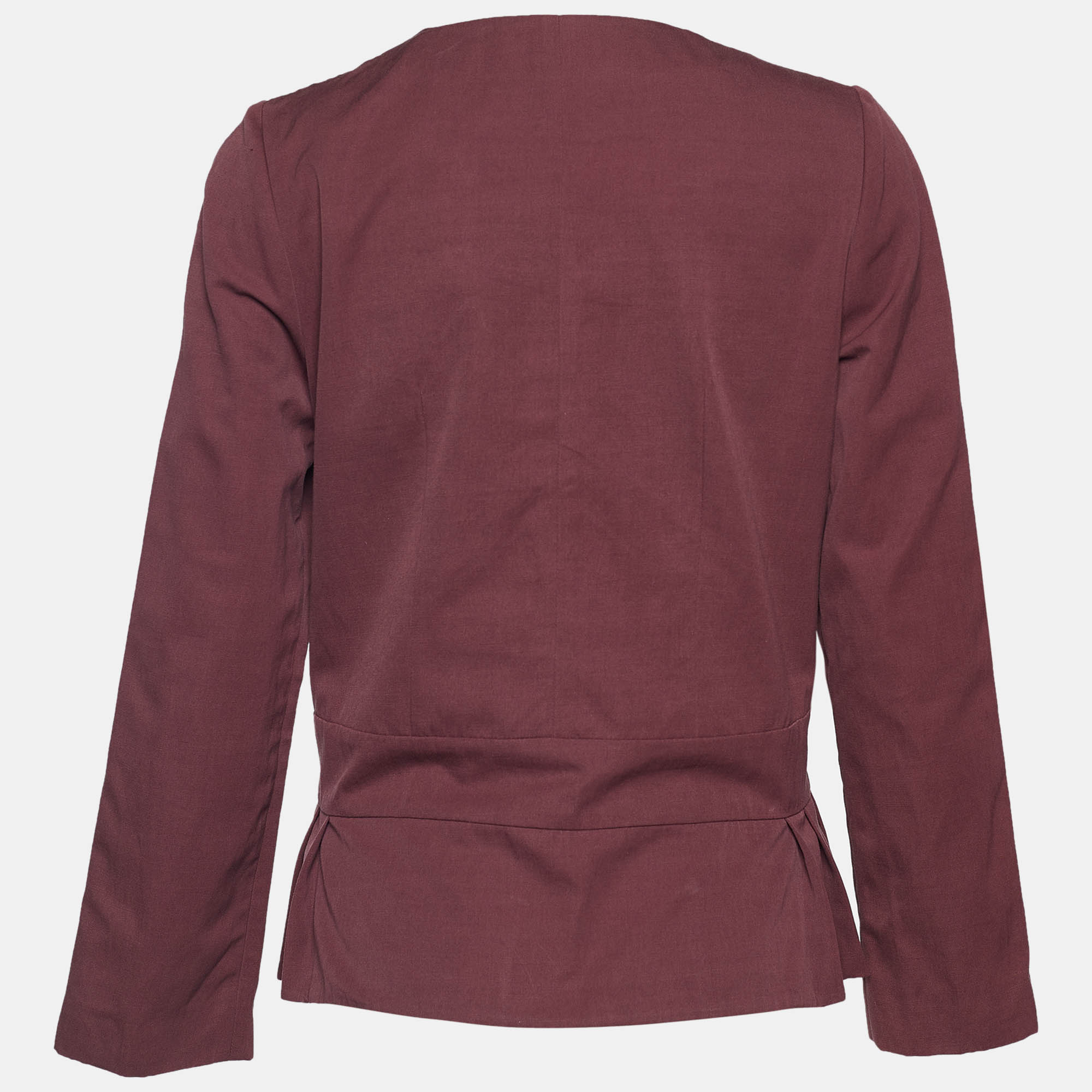 Marni Burgundy Cotton & Linen Peplum Jacket M