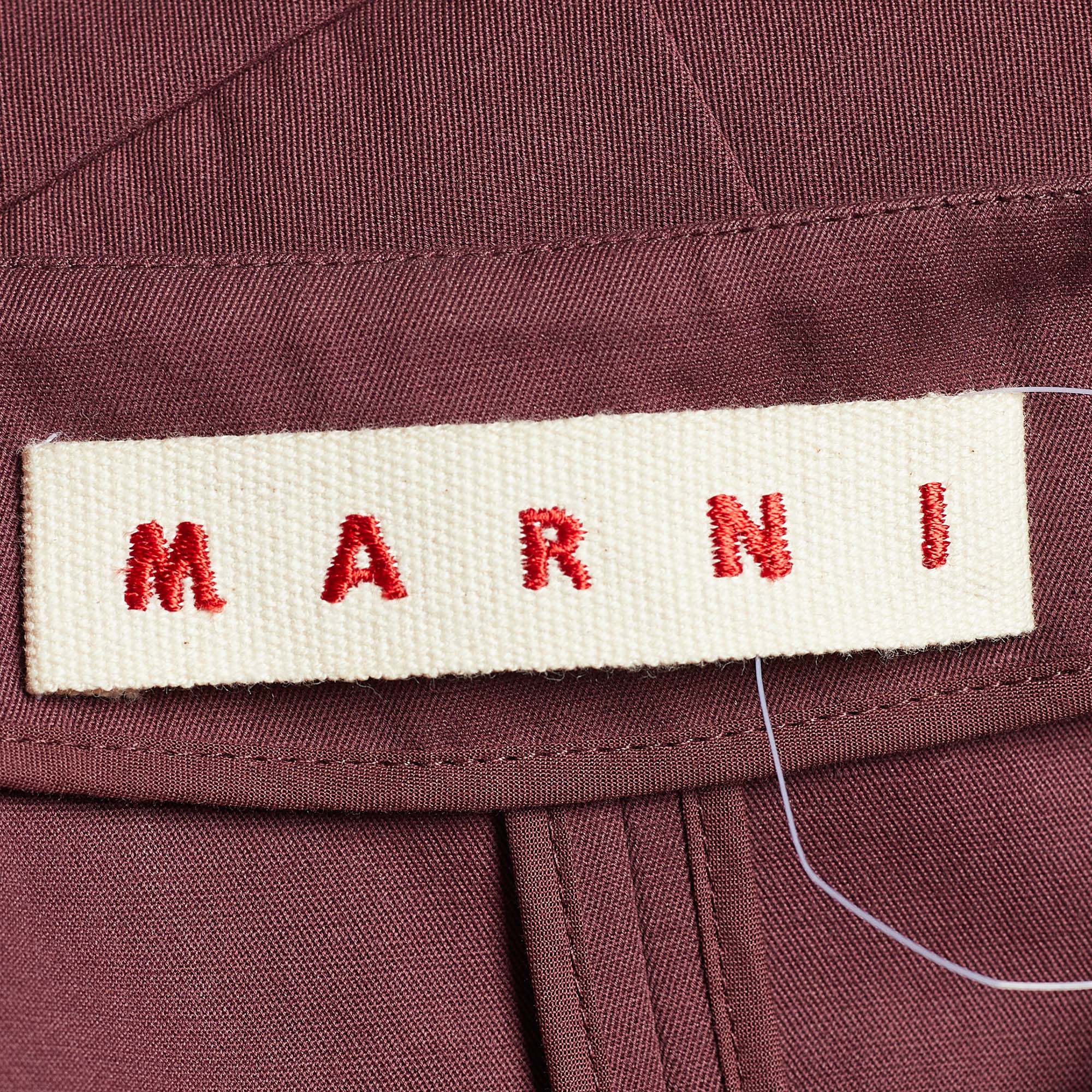 Marni Burgundy Cotton & Linen Peplum Jacket M