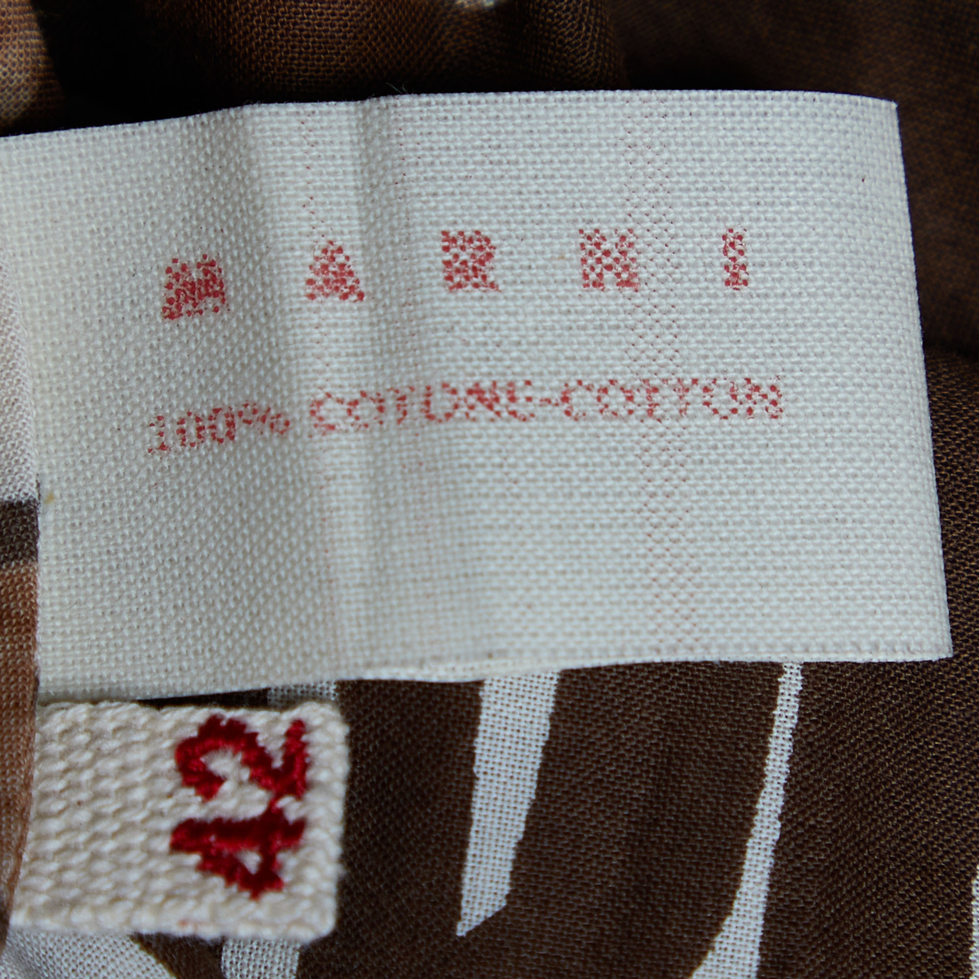 Marni Brown/Cream Cotton Abstract Print Sleeveless Top M