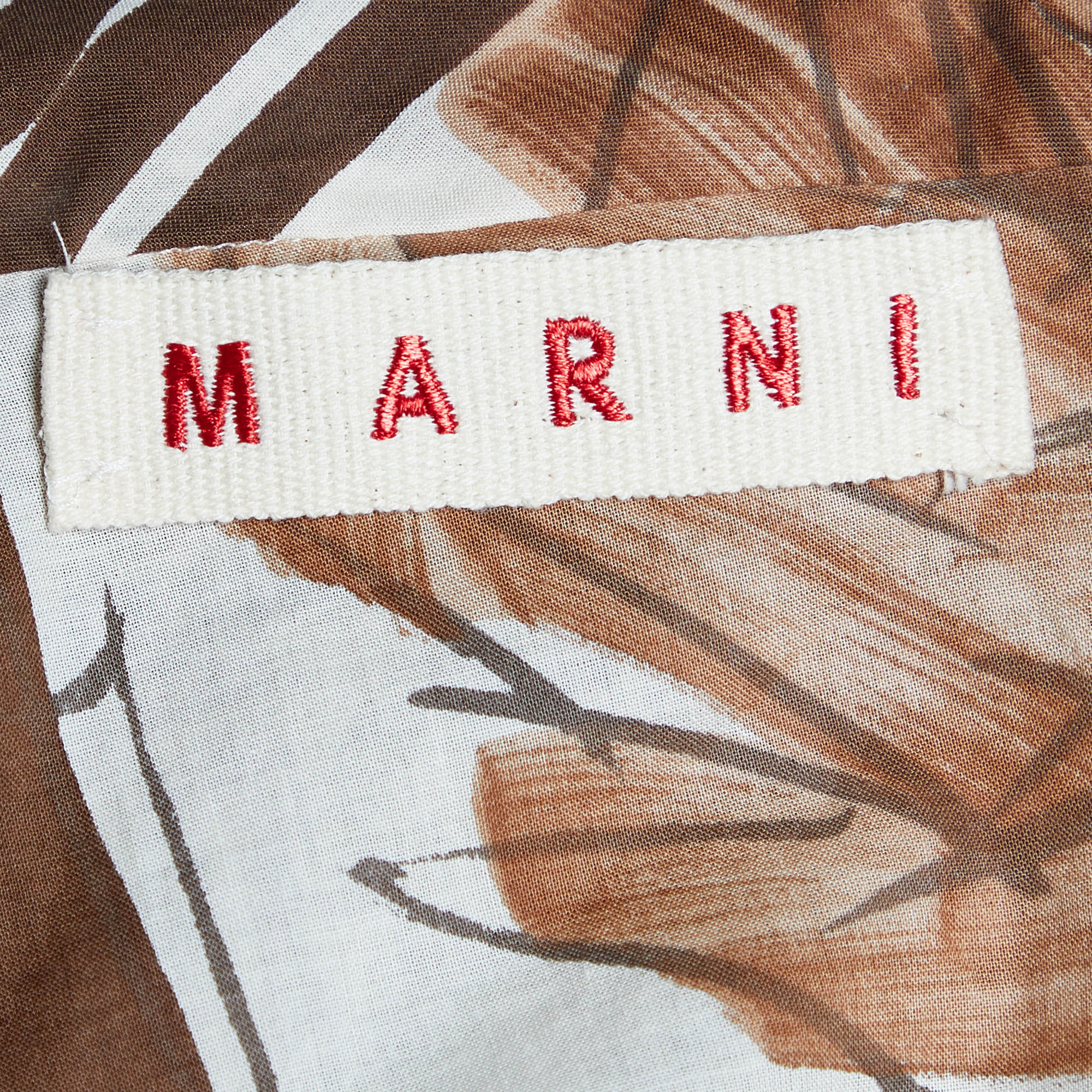 Marni Brown/Cream Cotton Abstract Print Sleeveless Top M