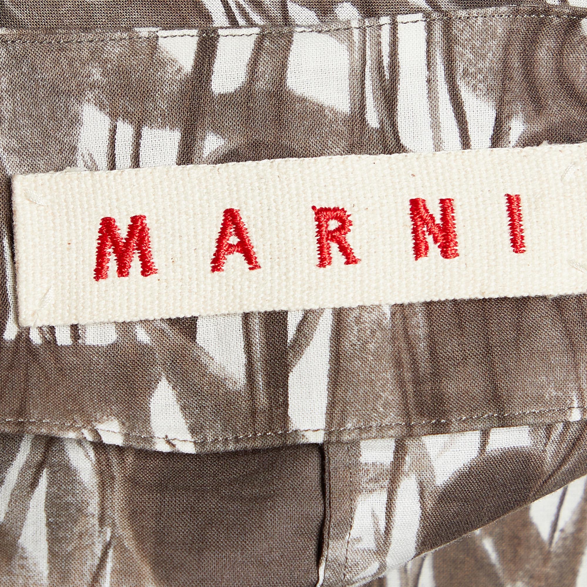 Marni Brown Printed Cotton Sleeveless Top M