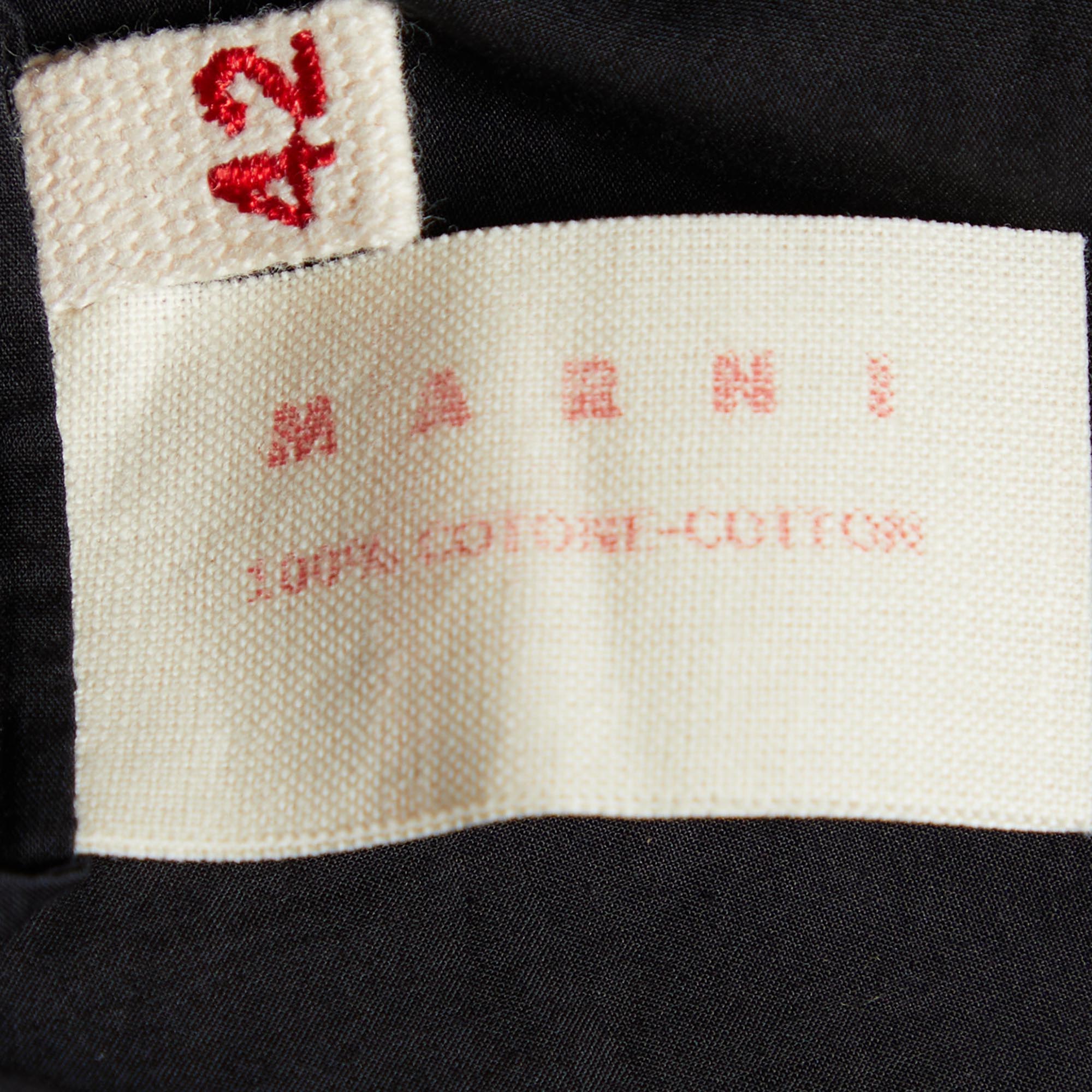 Marni Black Cotton Strap Sleeve Detail Top M