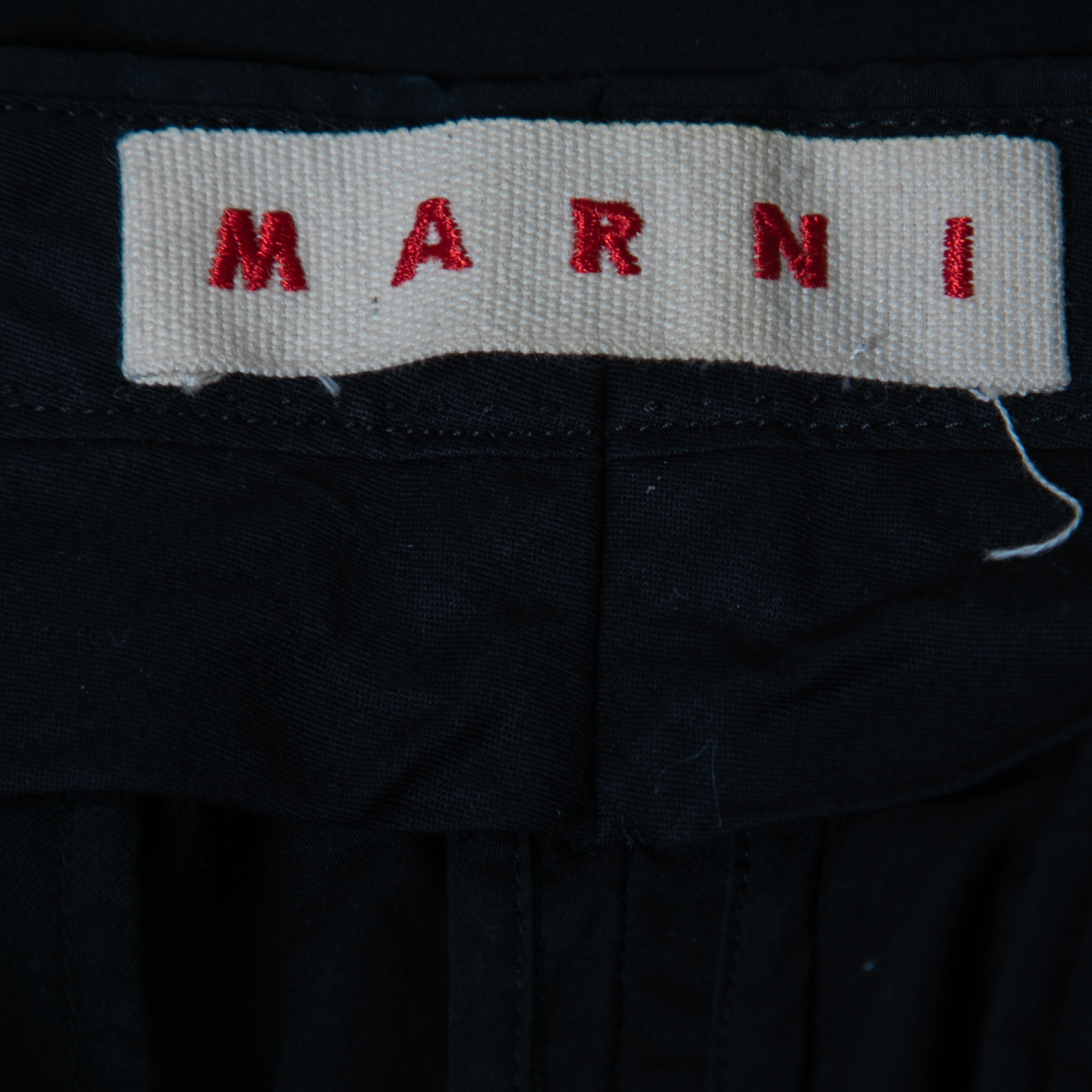 Marni Navy Blue Cotton Straight-Leg Trousers S