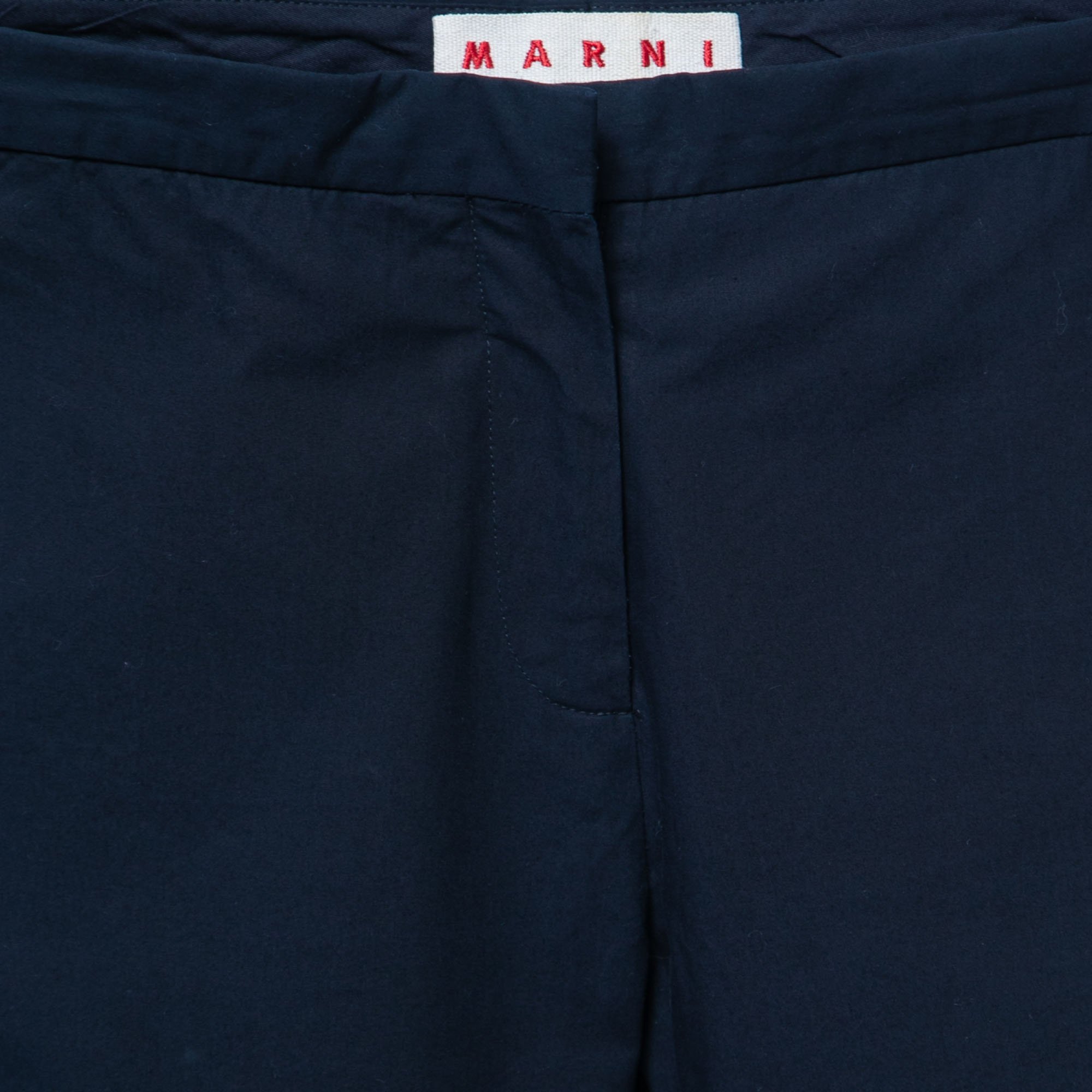 Marni Navy Blue Cotton Straight-Leg Trousers S