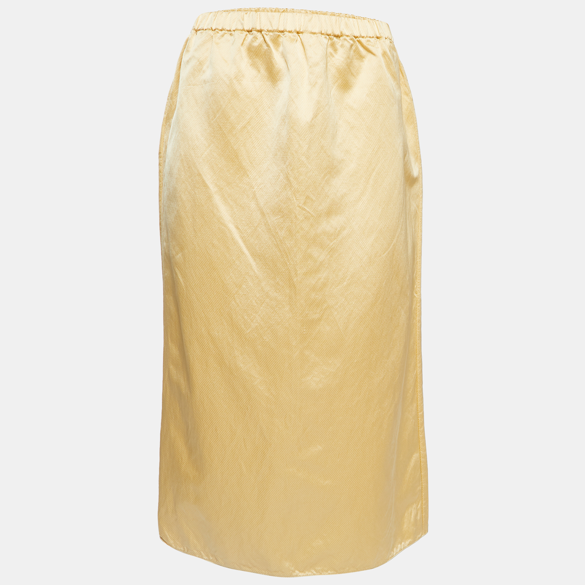 Marni Gold Textured Satin Midi Skirt M