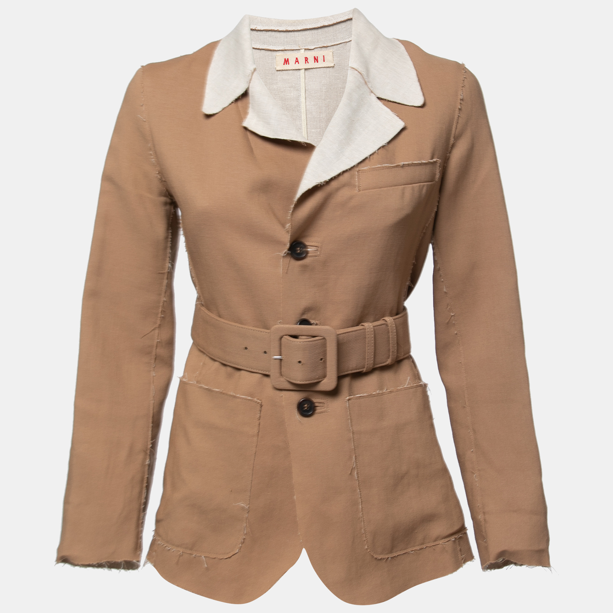 Marni Brown Wool & Linen Belted Jacket S