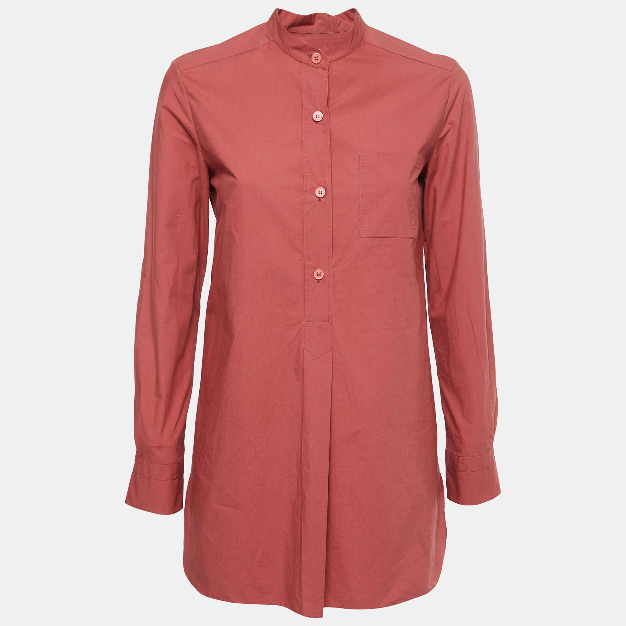 Marni Red Cotton Button Front Round Neck Shirt S