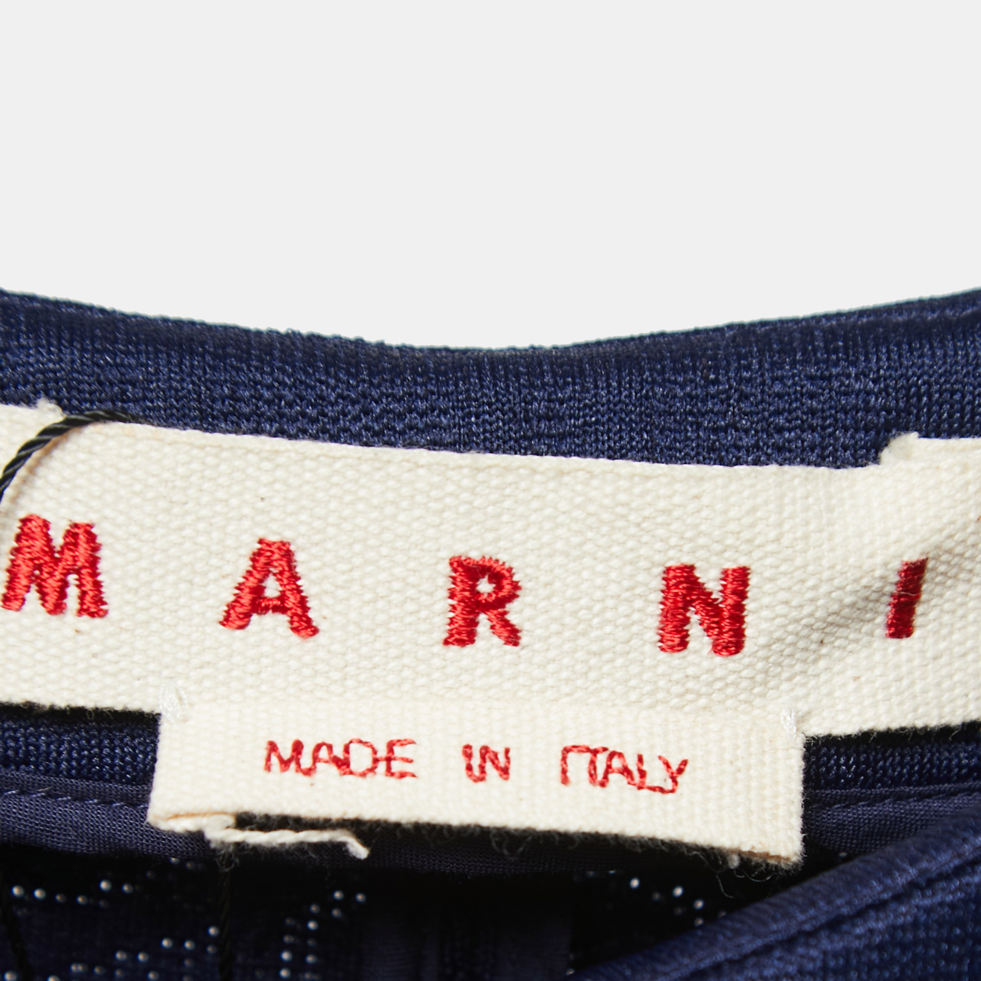 Marni Navy Blue Jacquard Bow Detail Sleeveless Short Dress S