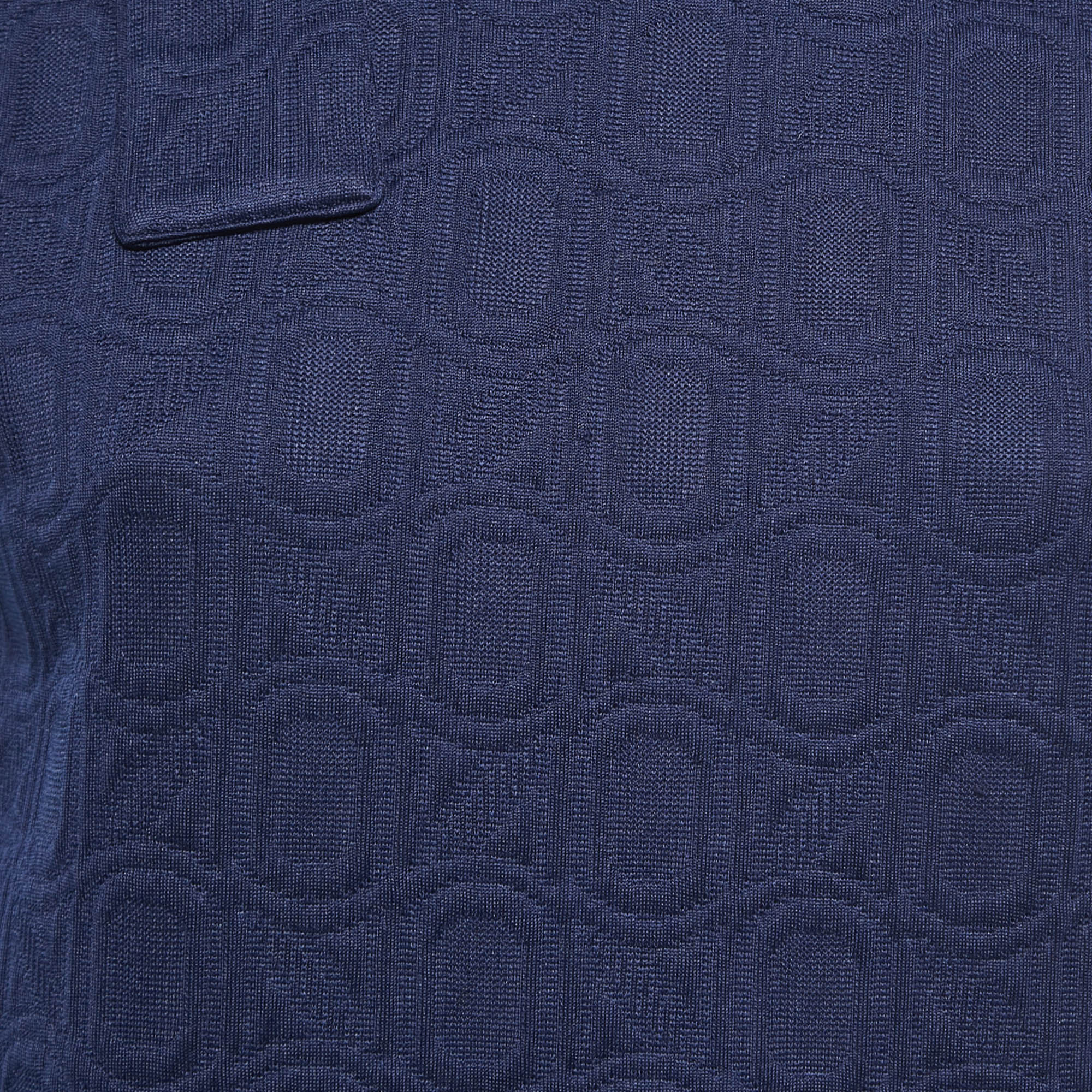 Marni Navy Blue Jacquard Bow Detail Sleeveless Short Dress S