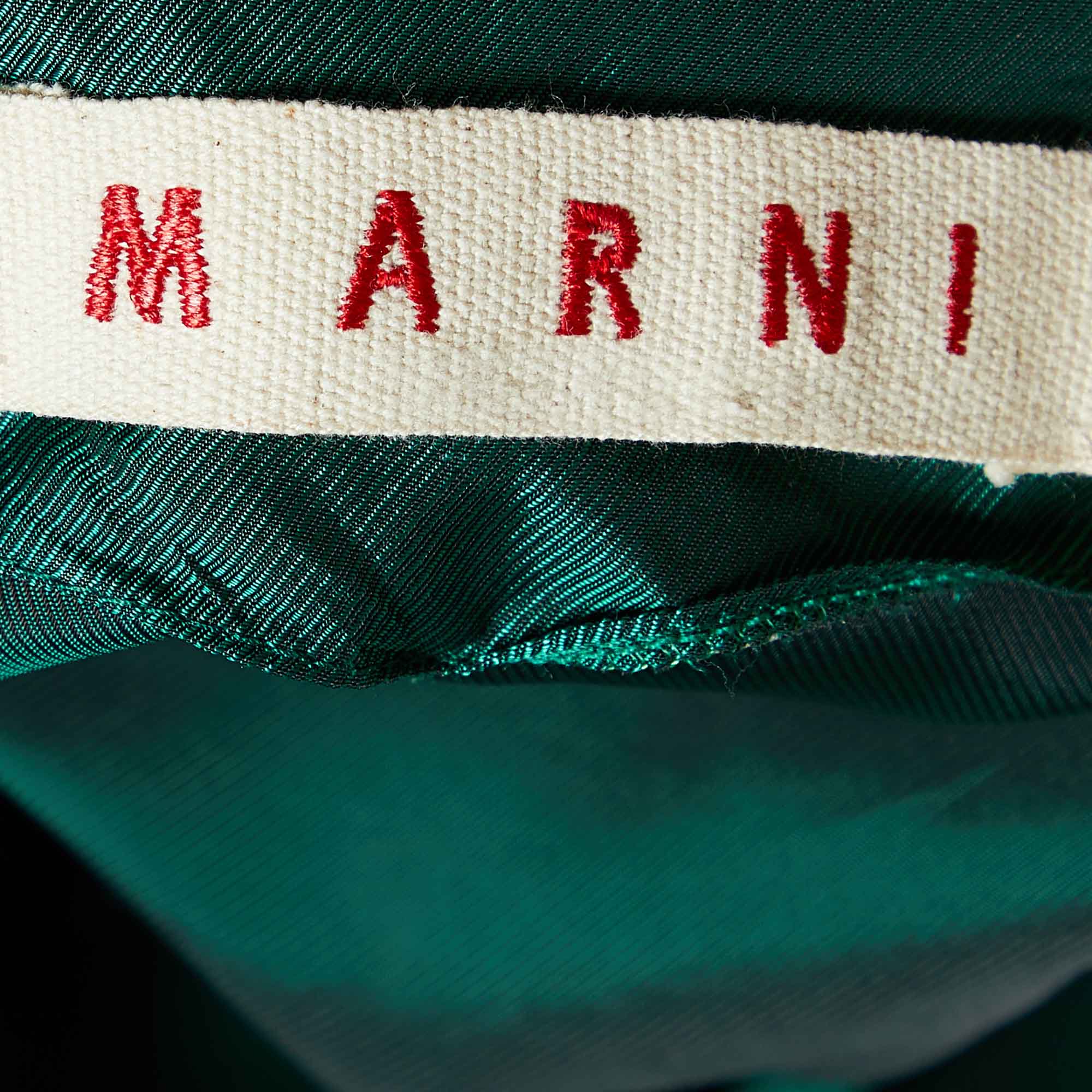 Marni Green Satin Pleated Sleeve Detail Top M