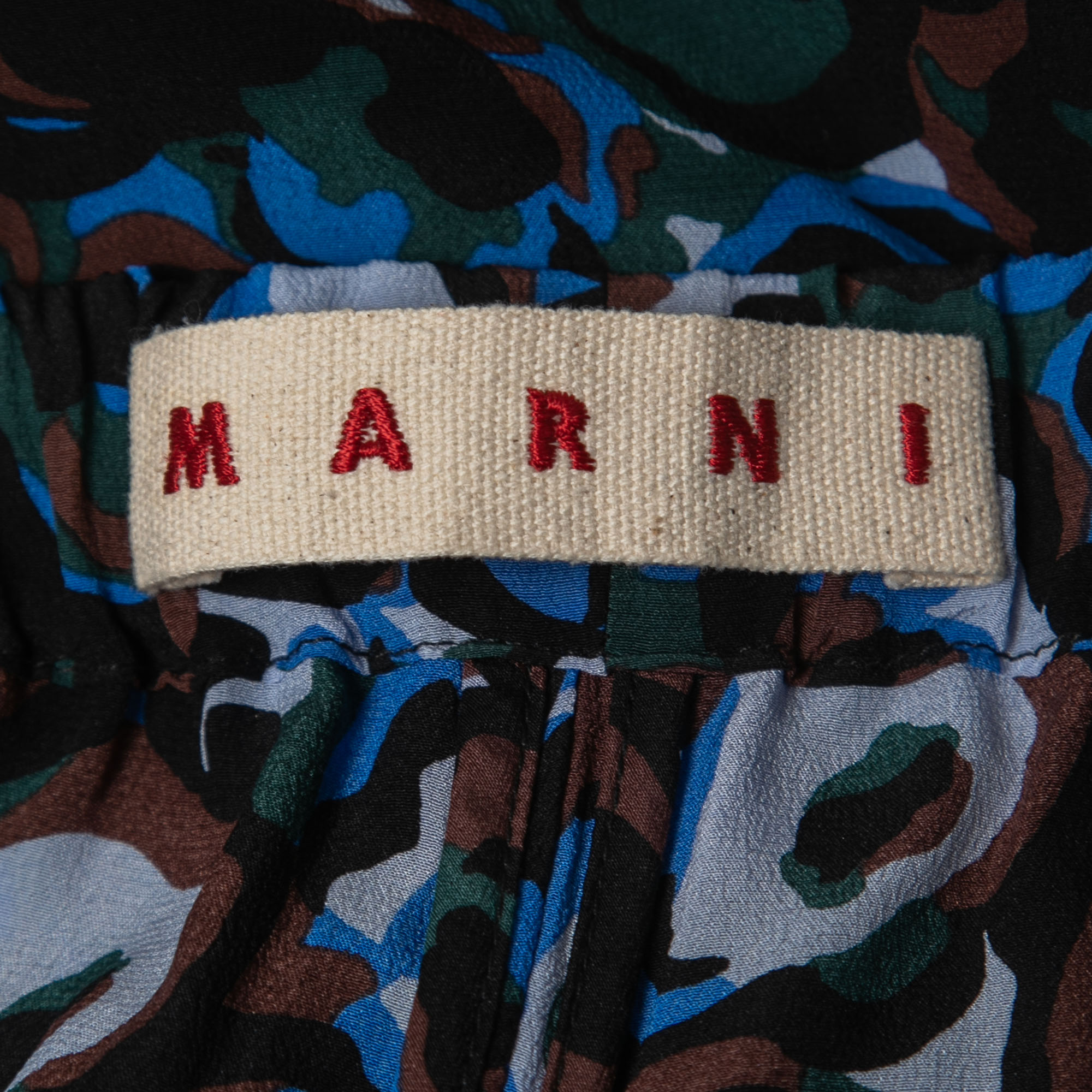 Marni Multicolor Abstract Print Silk Drawstring Trousers M