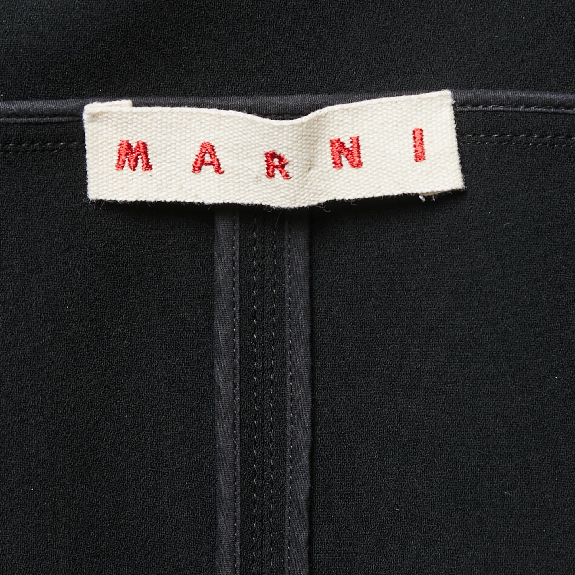 Marni Burnt Orange/Black Crepe Hooded Oversized Jacket S