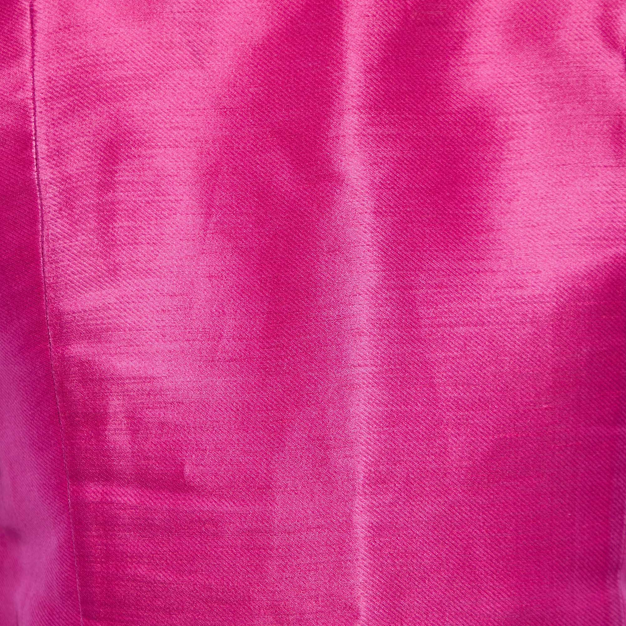 Marni Magenta Silk & Linen Zip Front Jacket M