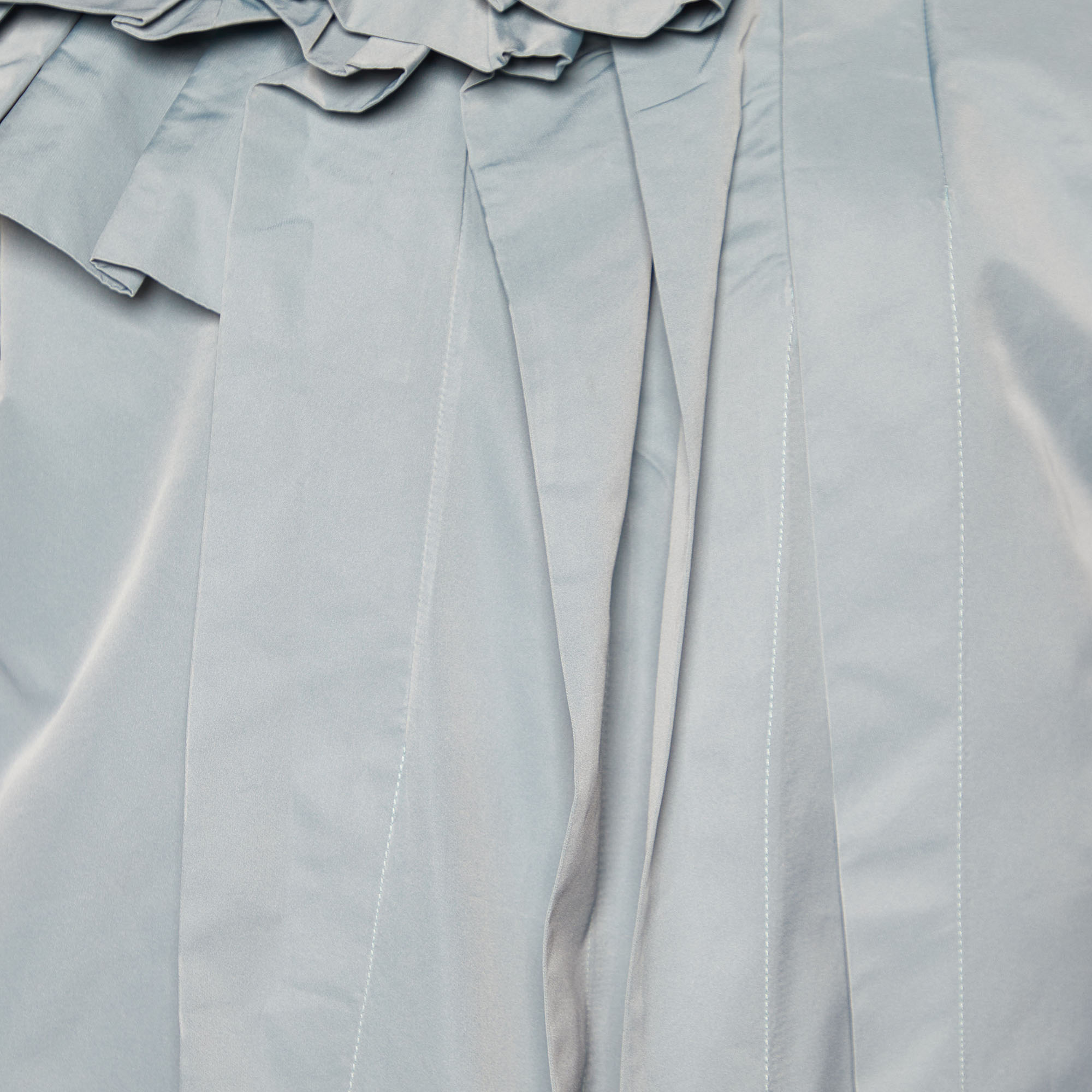 Marni Light Blue Synthetic Ruffle Detail Shift Dress M