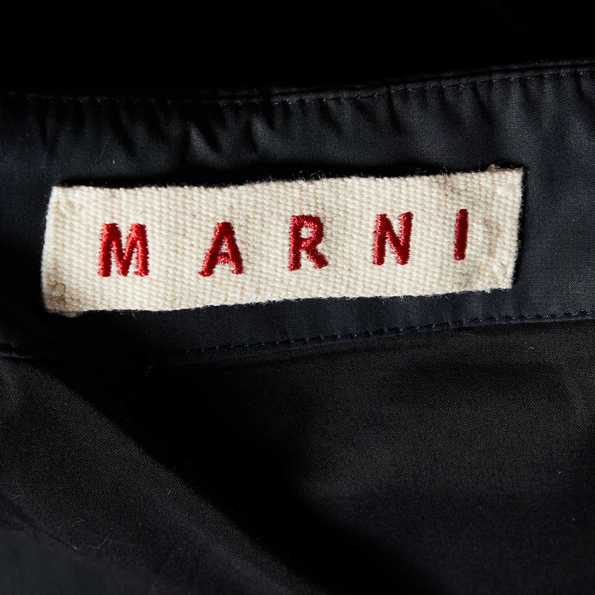 Marni Black Cotton Pleated Detail Mini Skirt M