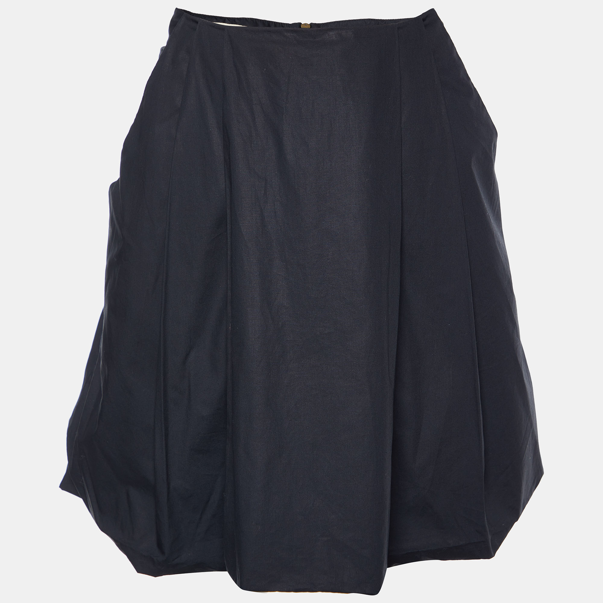 Marni Black Cotton Pleated Detail Mini Skirt M