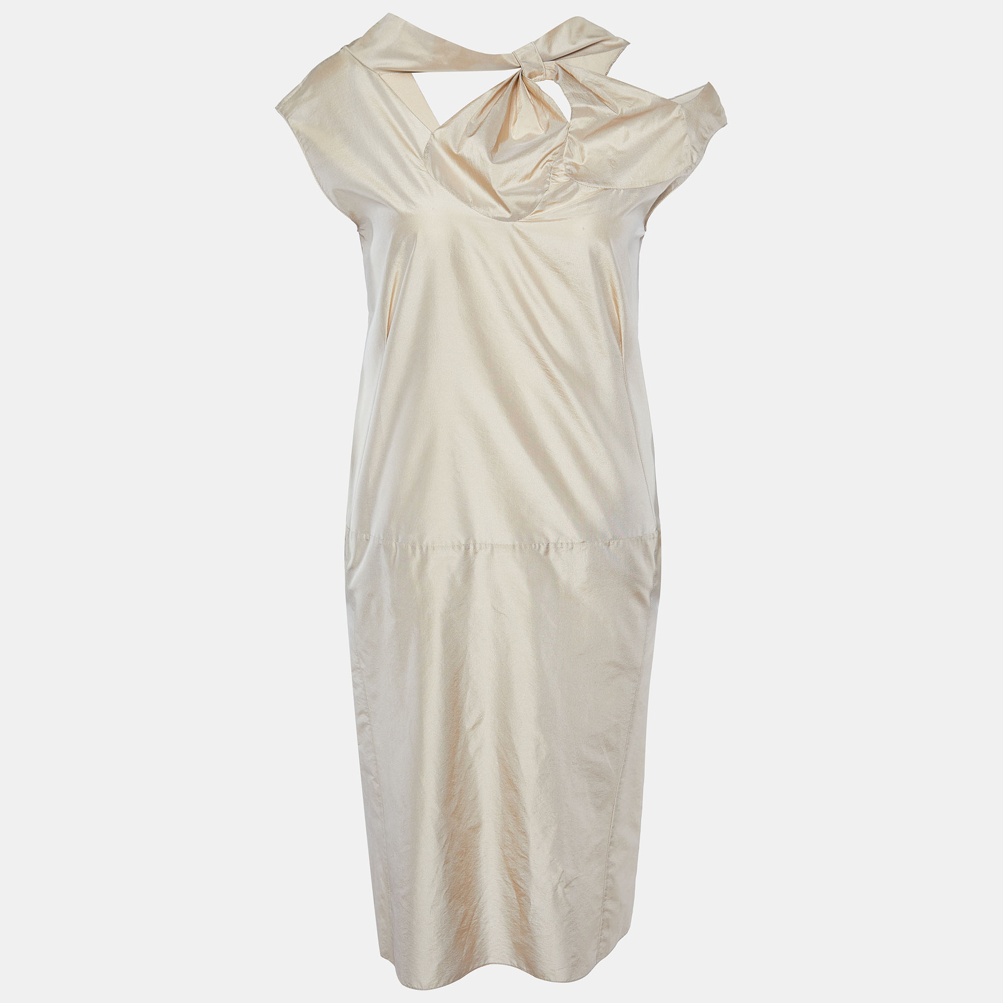 Marni Beige Silk Blend Sleeveless Mini Dress S