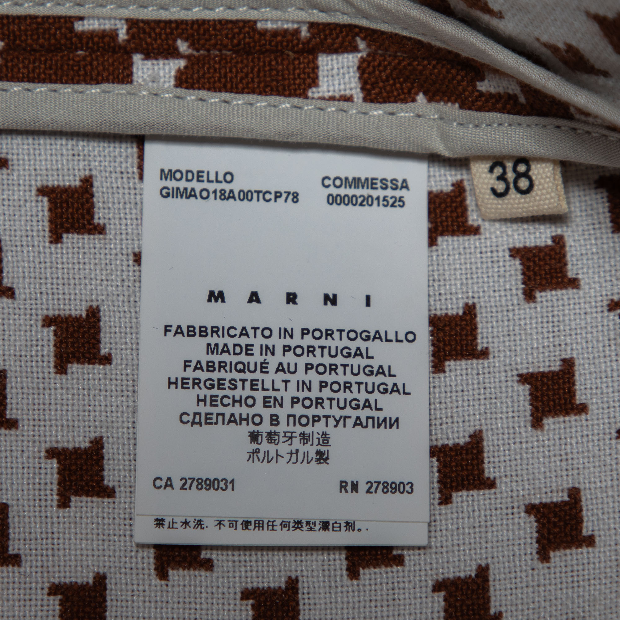 Marni Brown Motif Pattern Cotton Button Front Blazer S