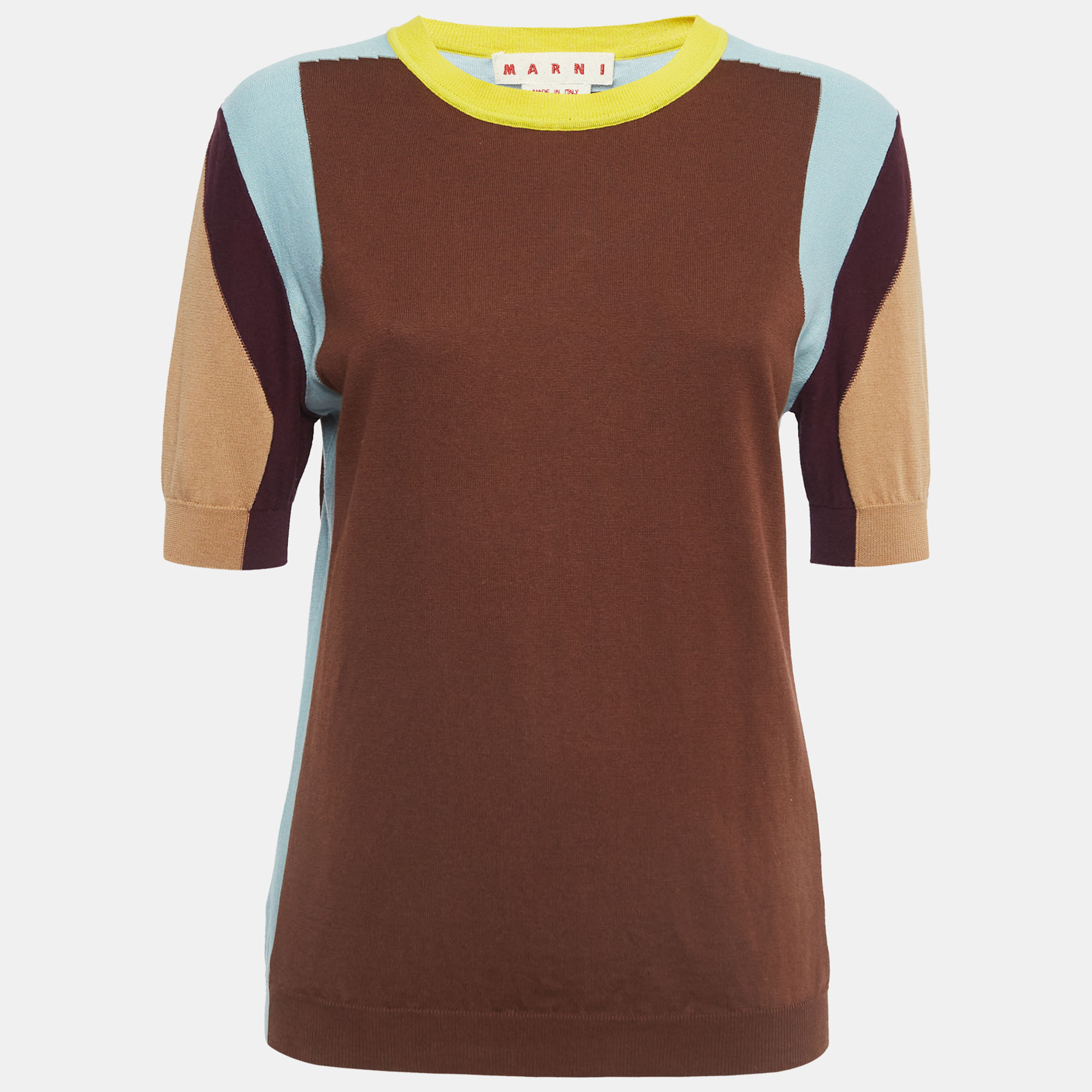 Marni brown cotton knit crew neck t-shirt m