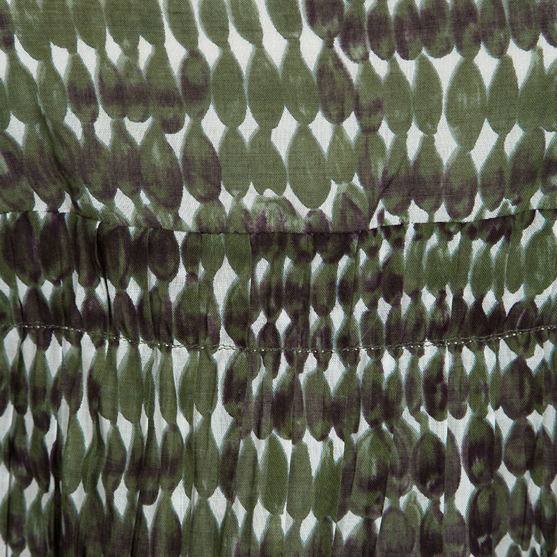 Marni Green Printed Cotton Pleated Sleeveless Top M