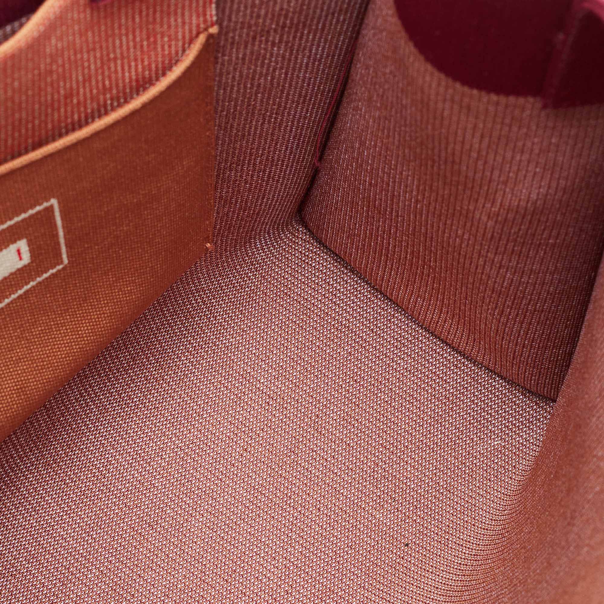 Marni Burgundy/Brown Jacquard Canvas Logo Tote