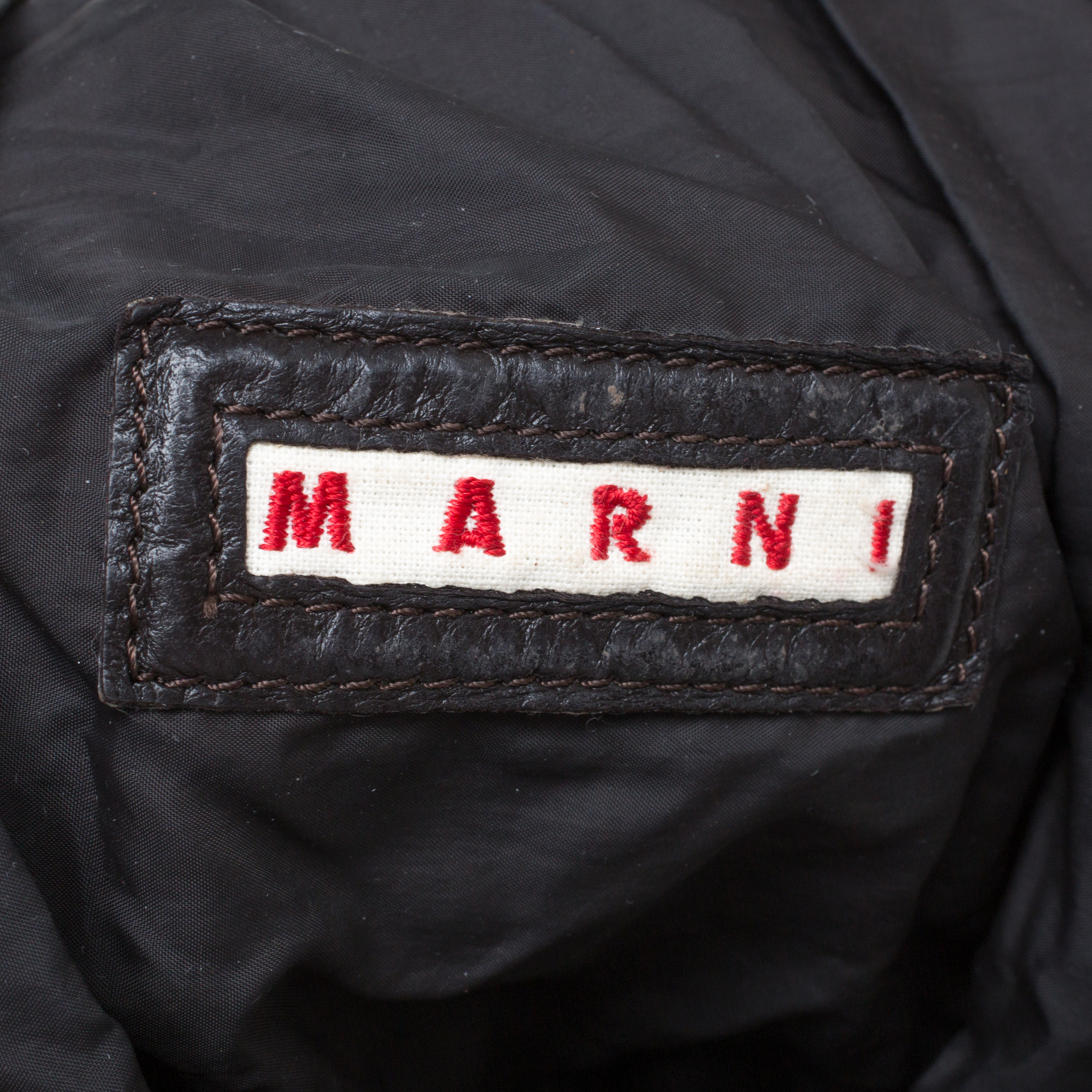 Marni Dark Grey Soft Leather Frame Flap Shoulder Bag